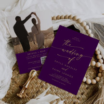 Boho Chic Gold et Purple Photo QR Code Mariage