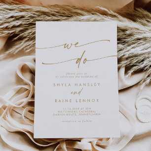 Invitation Boho Chic Gold et White We Do Mariage