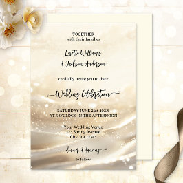 Invitation Boho Chic Gold Sparkling Élégant Mariage