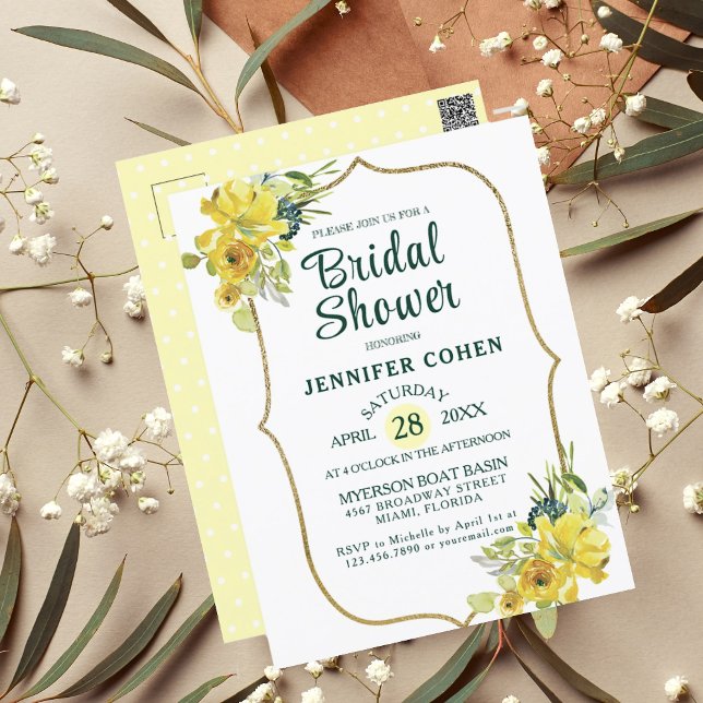 Invitation Boho Chic Jaune Floral (Créateur téléchargé)