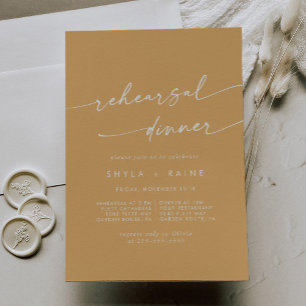 Invitation Boho Chic Jaune Marigold Dîner de répétition Maria