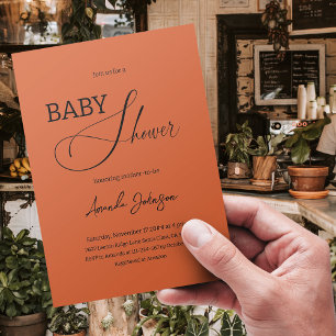 Invitation Boho Chic Minimal Terracotta Brûlé Orange Rustique