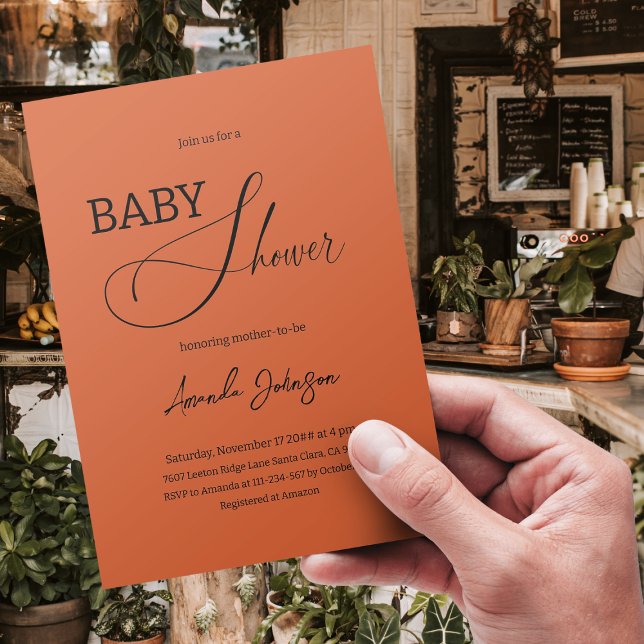 Invitation Boho Chic Minimal Terracotta Brûlé Orange Rustique (Créateur téléchargé)