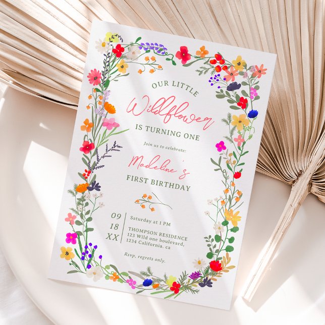Invitation Boho chic moderne fleurs sauvages éclatantes 1er a (Créateur téléchargé)