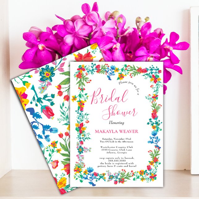 Invitation Boho chic moderne fleurs sauvages éclatantes douch (Créateur téléchargé)