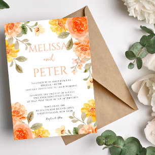 Invitation Boho chic moderne fleurs sauvages vives Mariage