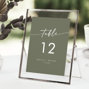 Invitation Boho Chic Olive Green Mariage Numéros de tableau