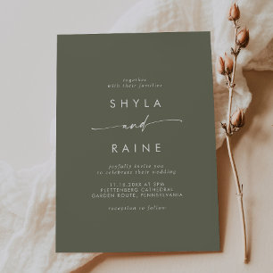 Invitation Boho Chic Olive Vert Mariage Décontracté
