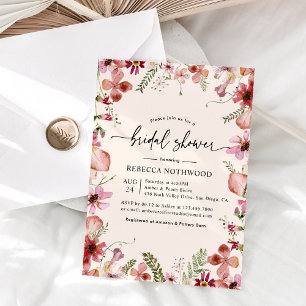 Invitation Boho Chic Rose Peach Bridal Shower
