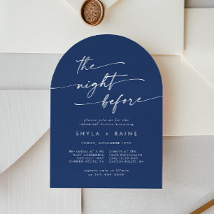 Invitation Boho Chic Royal Bleu Arc Dîner de répétition