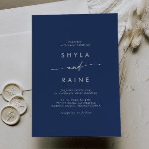 Invitation Boho Chic Royal Blue Mariage Décontracté