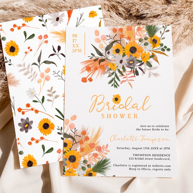 Invitation Boho chic rustique tournesol douche nuptiale (Créateur téléchargé)