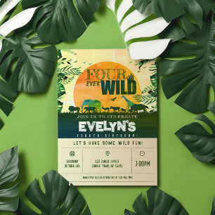 Invitation Boho Chic Safari Animaux Quatre Jours D'Anniversai