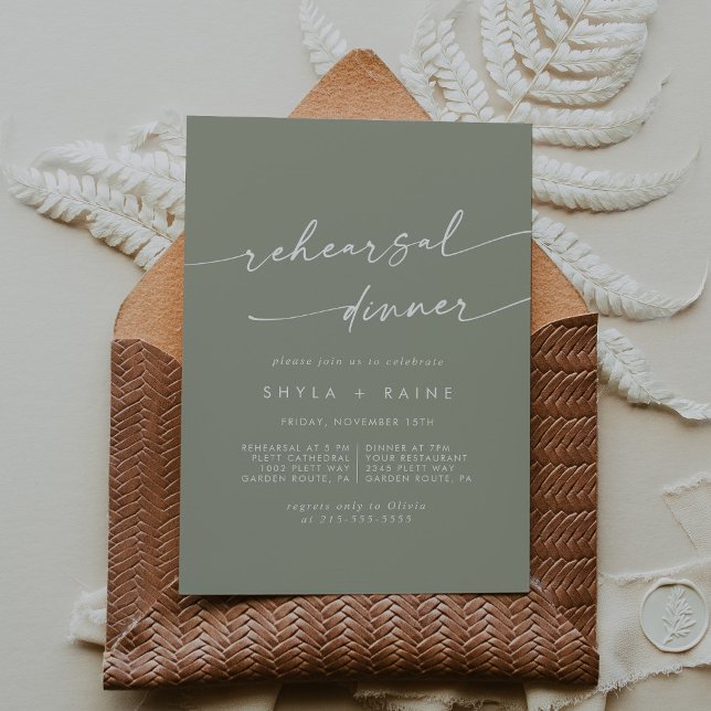 Invitation Boho Chic Sage Green Dîner de répétition Mariage (Créateur téléchargé)