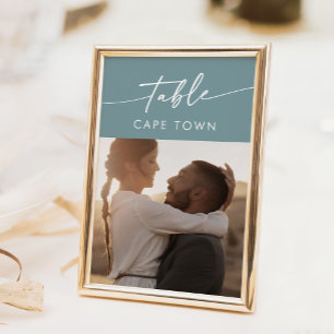 Invitation Boho Chic Seafoam Numéros de tableau photo Turquoi