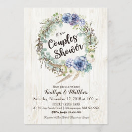 Invitation Boho Chic Succulent Eucalyptus Couples Douche