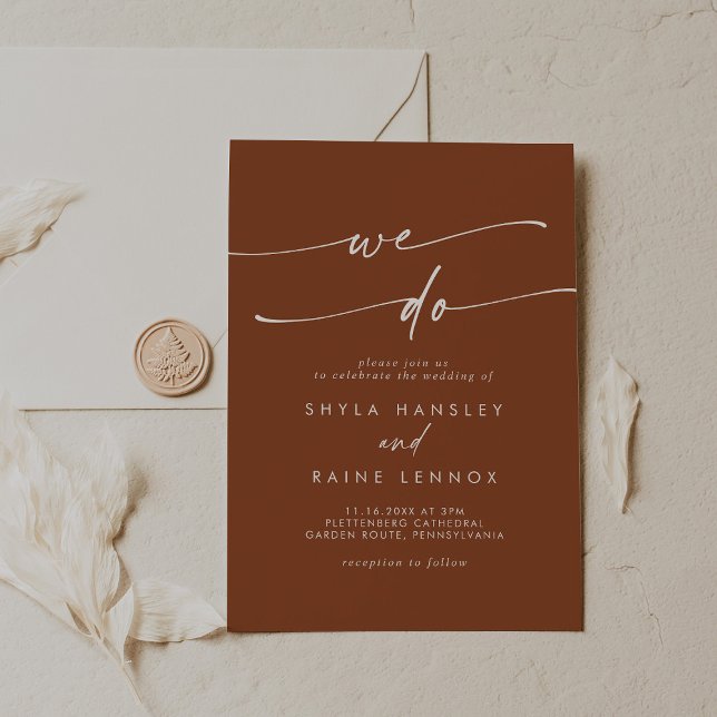 Invitation Boho Chic Terracotta Nous Faisons Mariage (Créateur téléchargé)