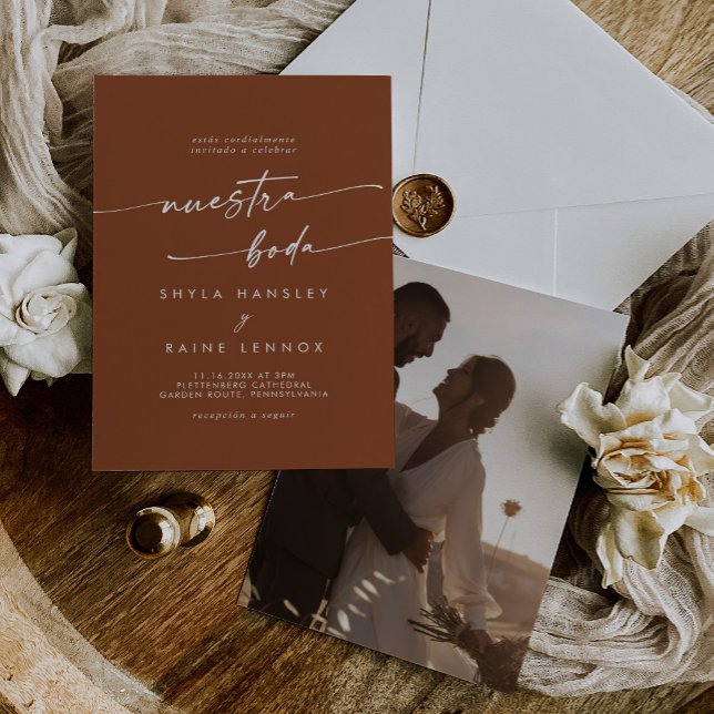 Invitation Boho Chic Terracotta Photo Mariage espagnol (Créateur téléchargé)