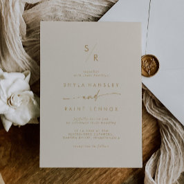 Invitation Boho Chic Vintage Mariage de monogramme or