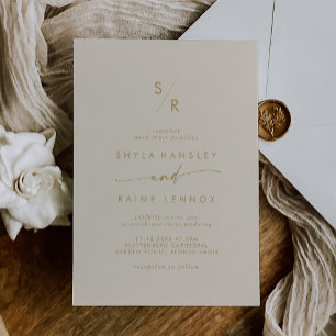 Invitation Boho Chic Vintage Mariage de monogramme or