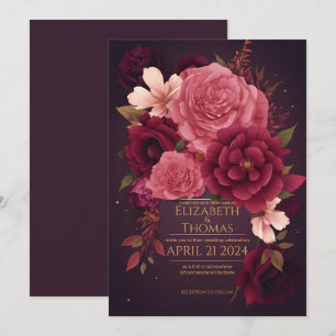 Invitation Boho Chic Violet et Dark Purple.