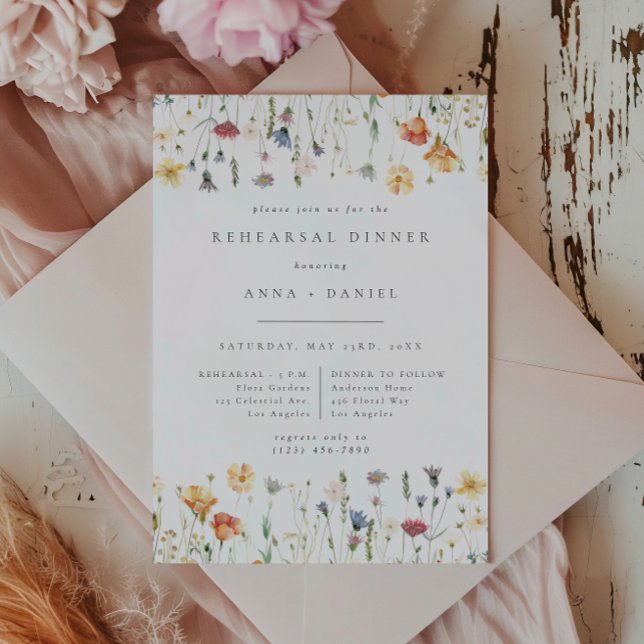 Invitation Boho Chic Wildflower Wedding Rehearsal Dinner (Créateur téléchargé)