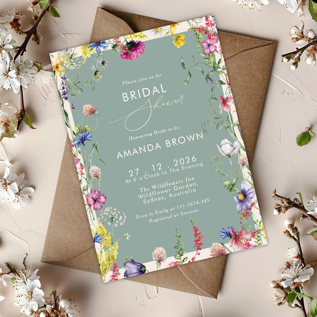 Invitation Boho Chic Wildflowers Love in bloom Bridal Shower  (Créateur téléchargé)