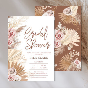 Invitation Boho chute Pampas rustique Fête des mariées floral