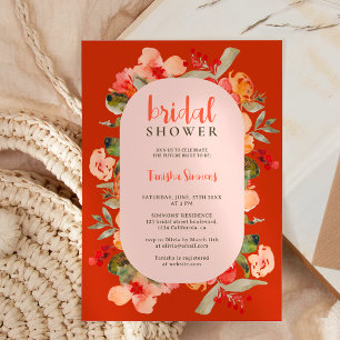 Invitation Boho chute terre cuite script floral douche nuptia