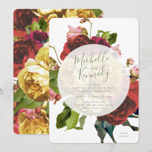 Invitation Boho Circle Rose Mariage