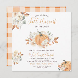 Invitation Boho Citrouille Automne Harvest Party, Automne Com