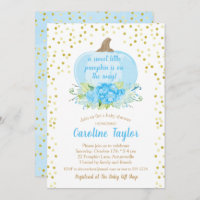 Boho Citrouille bébé garçon douche Aquarelle Bleu 