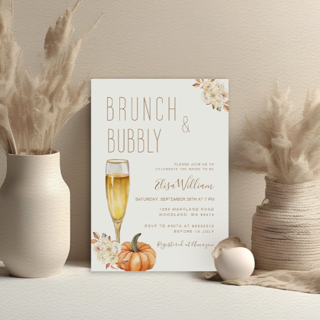 Invitation Boho Citrouille Brunch et Bubbly Fête des mariées (Créateur téléchargé)