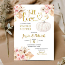 Boho Citrouille Fall In Love Couple Shower Invitat