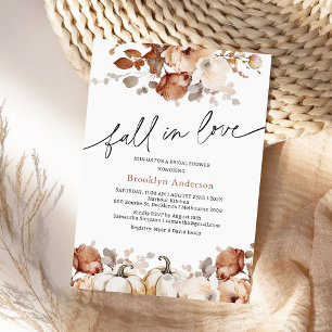 Invitation Boho Citrouille Floral Chute En Amour Fête des mar