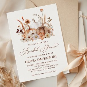 Invitation Boho Citrouille Floral Rustic Automne Fête des mar