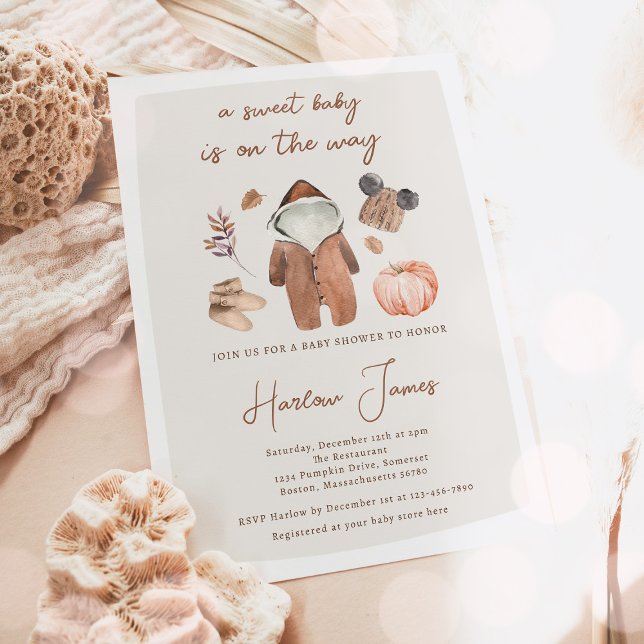 Invitation Boho Citrouille Genre Neutre Baby shower d'automne (Créateur téléchargé)