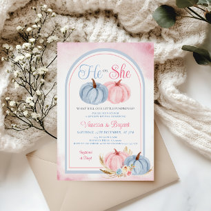 Invitation Boho Citrouille Genre Révéler rose et bleu Floral
