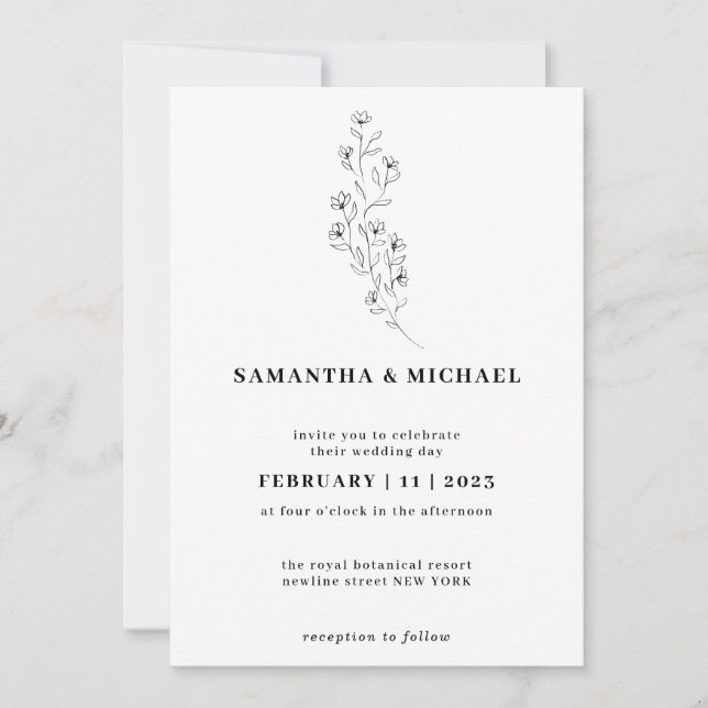 Invitation Boho Clear Indie Rustic Botanique minuscule fleur (Devant)