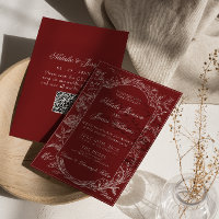 Boho Code QR Floral Rouge Foncé Botanique Mariage