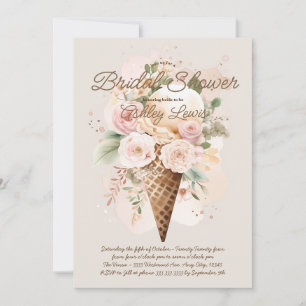 Invitation Boho cône de fleur crème glacée, cône d'aquarelle