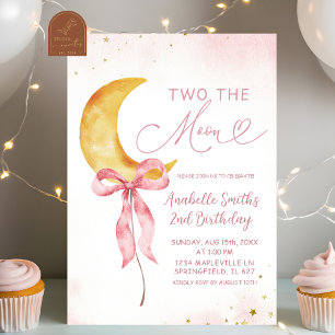 Invitation Boho Coquette Moon Rose Boho Girl 2e anniversaire