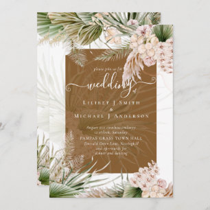 Invitation BOHO Couleur de la Terre Pampas Mariage
