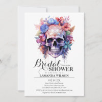 Boho Crâne gothique Aquarelle Fête des mariées flo
