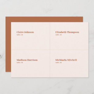 Invitation Boho Cream et Burnt Orange Wedding Place Card DIY