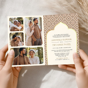 Invitation Boho Cream géométrique tout en un Mariage indien