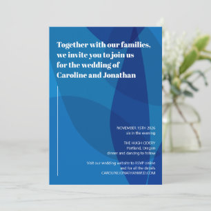 Invitation Boho créatif moderne Art Abstrait en Mariage bleu