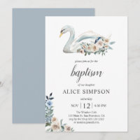 Boho Cute Swan Dusty Blue Beige Fleurs Baptême