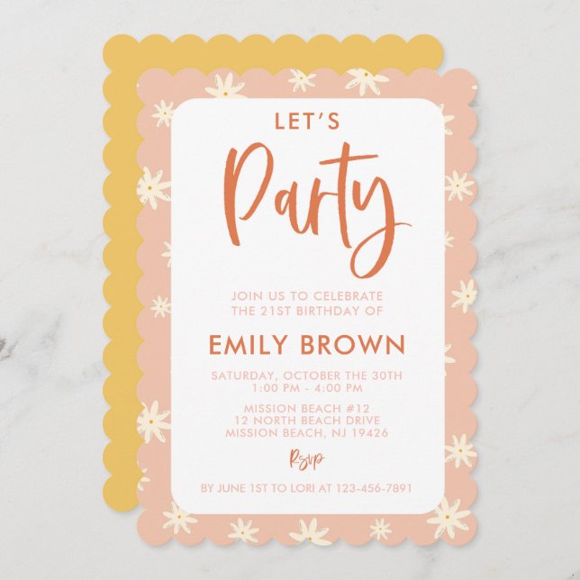 Invitation Boho Daisy Fêtons n'importe quel âge ou événement  (Devant / Derrière)