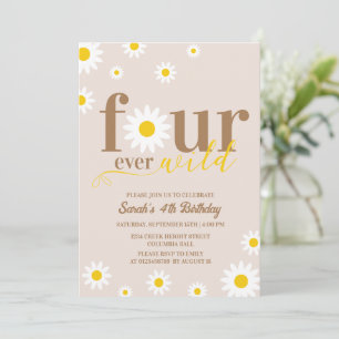 Invitation Boho Daisy Four Ever Wild 4e anniversaire